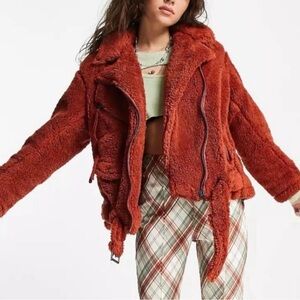 We The Free Rust Teddy Sherpa Moto Jacket